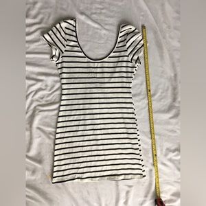Black/white super short striped dress